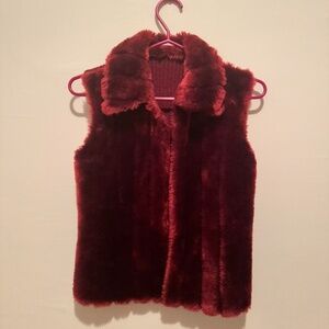 Burgundy Faux Fur Vest